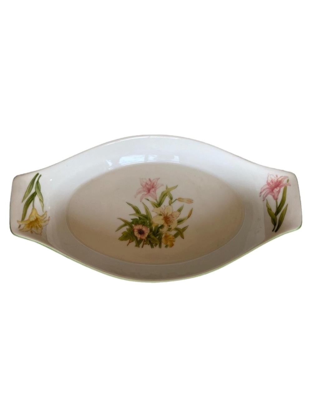 Shafford Serving Tray Jade Lily Fine Porcelain Floral Lilies 12.5X7 Cottagecore